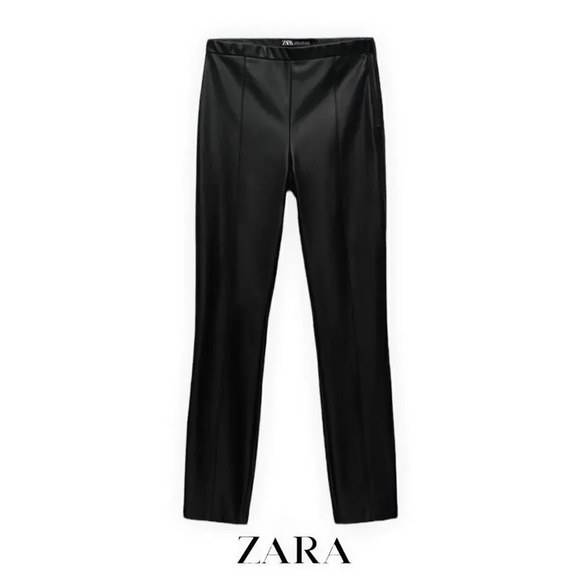 ZARA | Black | FAUX LEATHER LEGGINGS - Picture 2 of 10